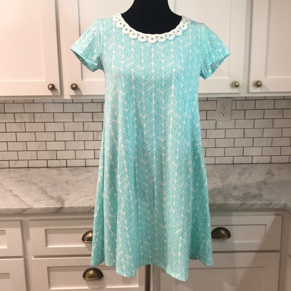 NWT Lauren James Dress Womens M Blue Green Ocean Palm Caroline Beach Resortwear - Picture 1 of 10